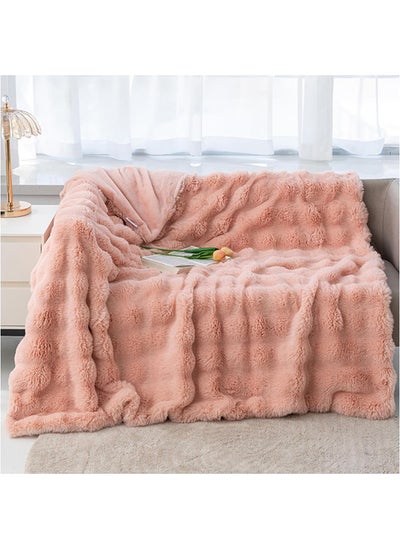 Buy Faux Rabbit Fur Throw Blanket Cute Cozy Furry Fuzzy Blanket Plush Warm Fleece Fluffy Blanket for Couch Sofa in UAE