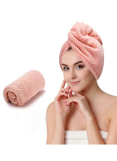 Buy Microfiber Hair Towel Wrap for Women, Rapid Drying Towels for Hair with Button,Soft Hair Drying Towel Wrap,Anti Frizz Head Towels Wrap for Curly Hair,suitable for all hairstyles（Pink) in Saudi Arabia