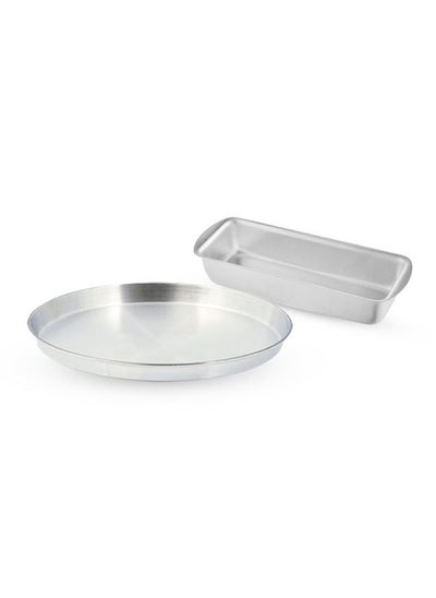 Buy Aluminium Oven Trays Set 2 Piece (Round Bakinig Tray 32 cm+ Rectangular Cake Tray 26cm ) in Egypt