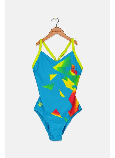 Buy Women Abstract Print One Piece Swimsuit, Turquoise Combo in Saudi Arabia