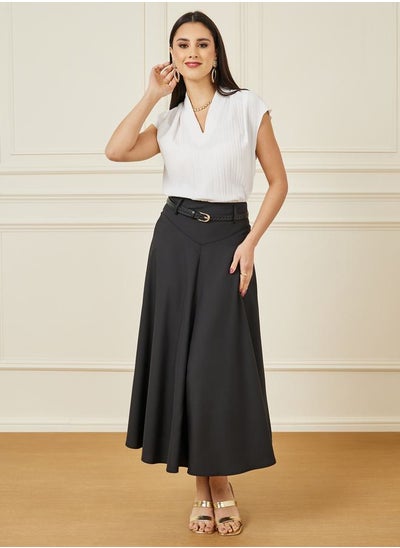 اشتري Solid A-Line Skirt with Belt في السعودية