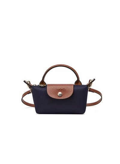 Buy Longchamp women's classic fashion versatile Mini makeup bag handbag shoulder bag handheld small bag dark blue in Saudi Arabia