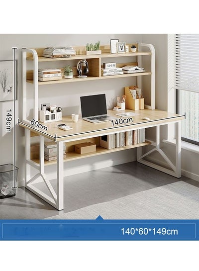 Buy Multifunctional Computer Table And Office Desk With 2 Layer Book Shelf (No Chair) in UAE