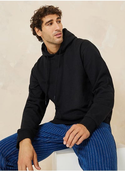 Buy Relaxed Fit Fleece Hoodie with Kangaroo Pocket in Saudi Arabia