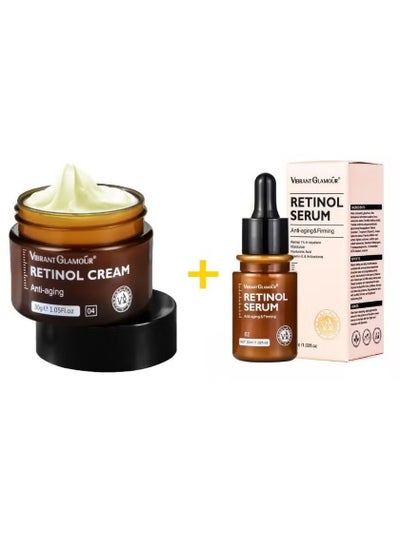 اشتري Effective Anti Aging Retinol Cream and Serum Combo Face Cream Collagen Anti Aging Collagen Firming Serum Anti wrinkle Cream Skin Tightening Lifting Hydrating Cream and Serum Combo في الامارات