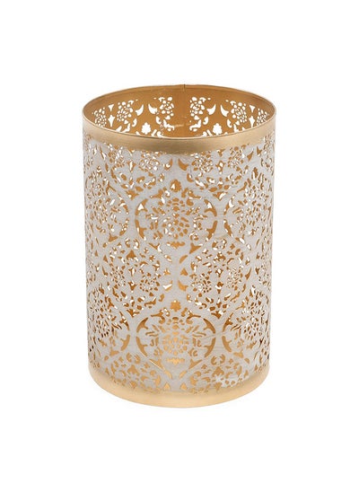 اشتري Moroccan Candle Holder, White - 13x22 cm في الامارات