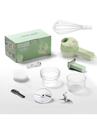 اشتري Multifunctional Vegetable Cutter  Egg Beater Wireless Kitchen Device 3 generation 250ml + eggbeater-Green (1200 mA) في الامارات