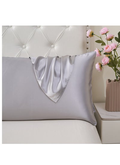 Buy Satin Pillowcases 2-Pcs Soft And Silky Pillow Cover For Hair And Skin Care With Envelope Closure (Without Pillow Insert),Grey in Saudi Arabia