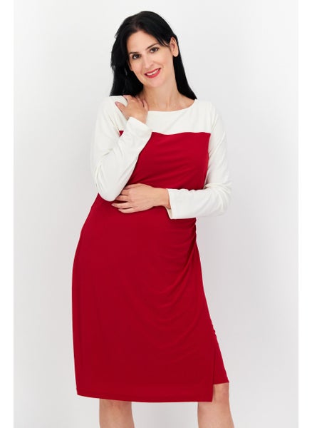 Buy Women Two Tone Midi Dress, Red/White in UAE