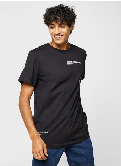 اشتري Multiplacement Text Crew Neck T-Shirt في السعودية