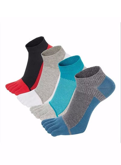 Buy 4 Pairs Men's Toe Socks Crew Cotton Five Fingers Socks Low Cut Running Athletic Socks Football Basketball Socks Suitable For Sizes 39-44 in Saudi Arabia