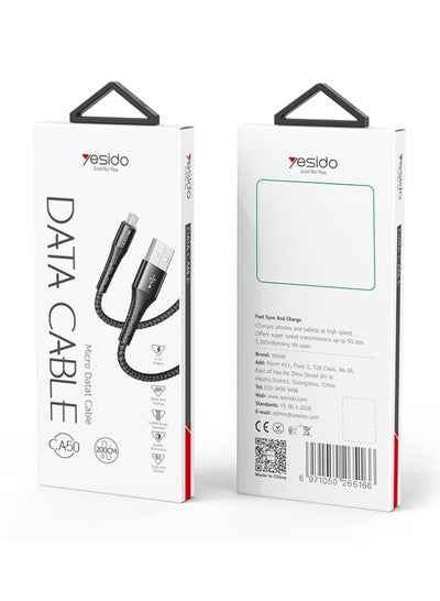 Buy Yesido CA50 2.4A USB to USB-C Type-C Charging Cable Length 2MM in Egypt