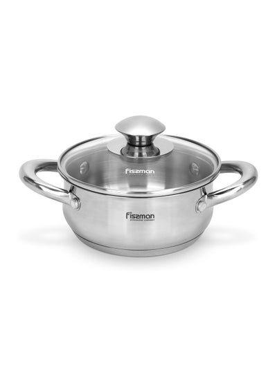 اشتري Cooking Pot 0.9L/14x6cm with Glass Lid Stainless Steel with Induction Bottom, Gulliver Series في الامارات