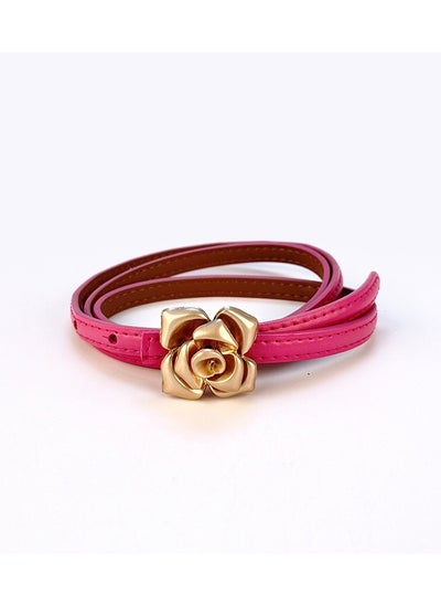 اشتري New Rose Metal Buckle Fashion Versatile Genuine Leather Waist Slim Fit Casual Belt في السعودية