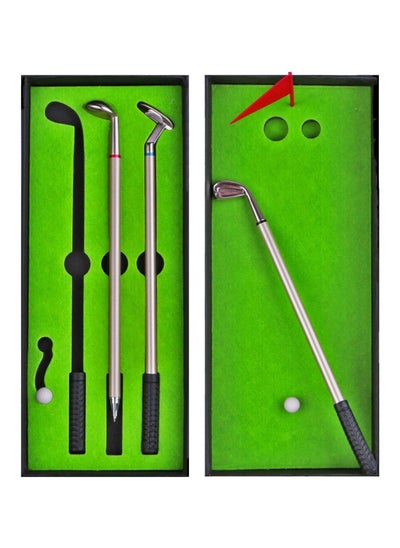 Buy Golf Pen Set, Mini Desktop Golf Ball Pen, Top Golf Gift with Putting Green, 3 Golf Clubs Pens with Balls and Flag in UAE