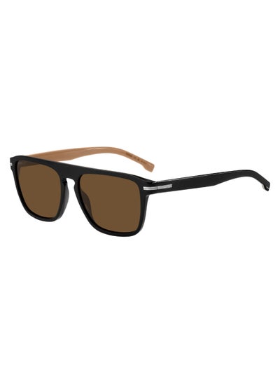 Buy Men's Uv Protection Rectangular Shape Acetate Sunglasses Boss 1599/S Brown 44 - Lens Size: 43.9 Mm - Black in UAE