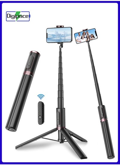 Buy Mobile Phone Selfie Stick Tripod, Smartphone Stand All in One with Integrated Wireless Remote Control, Portable and Lightweight, Expandable Mobile Phone Tripod, Black in Saudi Arabia