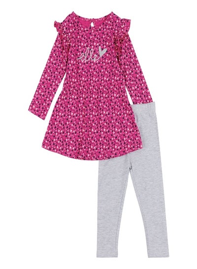 Buy Elle Toddler Heart Frill Dress and Matching Leggings Set in UAE