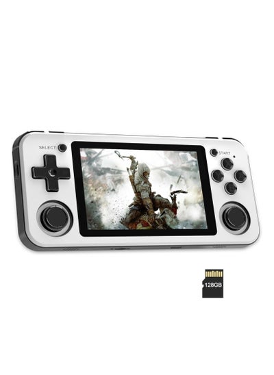 Buy RG351P Handheld Game Console, Opening Linux Tony System Built-in 128G TF Card 5000 Classic Games 3.5-inch IPS Screen Retro Game Console (White) in UAE