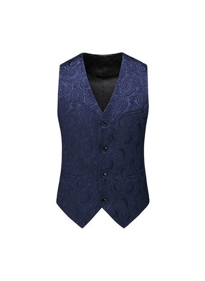 اشتري Mens Slim Fit Fashion Vest Korean Casual Plus SizeNavy blue Navy blue في الامارات