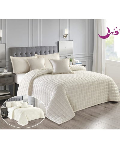 Buy Quilt set for two people a double sided system a velvet face and a soft fur face 6 pieces light fixed filling 220by240 in Saudi Arabia
