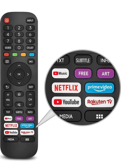 Buy Universal Replacement for VIDAA-TV-Remote, New Upgraded Infrared Remote Control EN2G30H/EN2A30,with Netflix, Prime Video, YouTube, Rakuten TV ButtonsUniversal Replacement for VIDAA-TV-Remote, New Upgraded Infrared Remote Control EN2G30H/EN2A30,with Netflix, Prime Video, YouTube, Rakuten TV Buttons in UAE