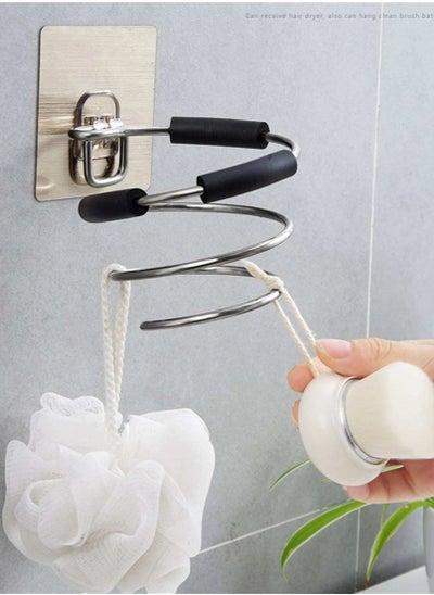 Buy Stainless Steel Wall Mounted Hair Dryer Brush Holder 9.5 x 7.5 Centimetre in UAE