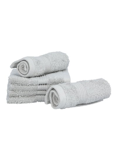 Buy 6Piece Pima Ultra Soft Highly Absorbent Cotton Towel Set Light Grey 30 x 30 cm in Saudi Arabia