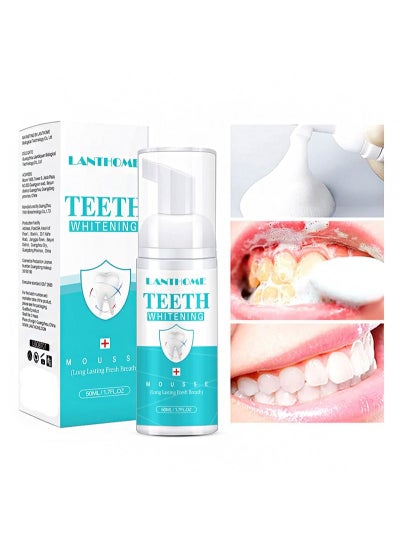 Buy 50ml Teeth Whitening Mousse Foam Fresh Breath Deep Cleaning Toothpaste, Fresh Breath, Travel Friendly, Easy to Use, Kills Bacteria, Fights Bad Breath in Saudi Arabia