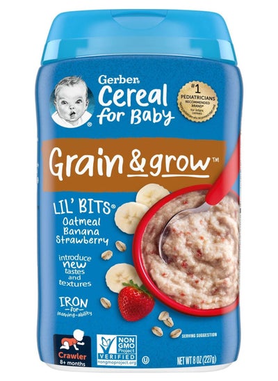 Buy Gerber, Cereal for Baby, Grain & Grow, 8+ Months, Oatmeal Banana Strawberry, 8 oz (227 g) in UAE