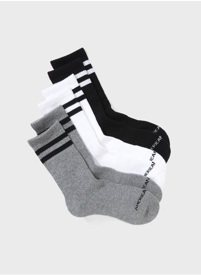 Buy 3 Pack Striped Crew Socks in UAE