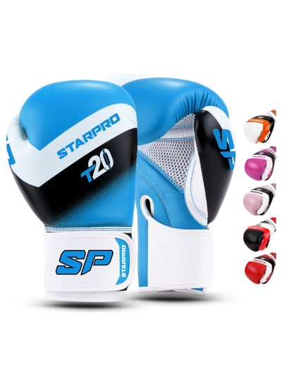 اشتري Starpro Junior T-20 Boxing Gloves | Blue Pink and White | For Youth Training and Sparring in Boxing Kickboxing Fitness and Boxercise | Kids 4oz 6oz في الامارات