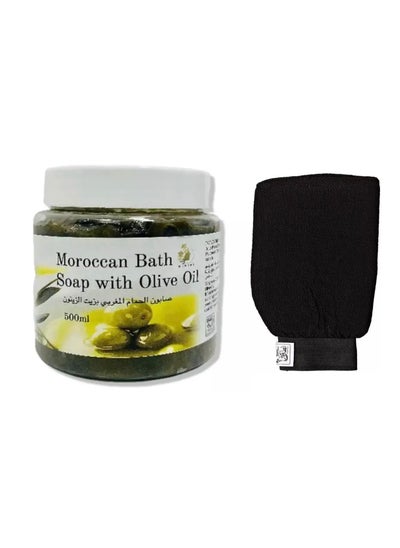 Buy Moroccan Bath Soap Olive Oil with luffa in UAE