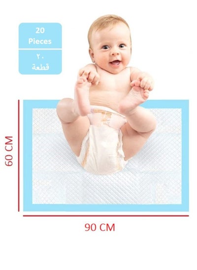 Buy 20 Pieces Packed in 2 Pouches 60 cm x 90 cm Disposable Changing Pads for Baby Soft Ultra Absorbent Waterproof Large Diaper Changing Pad Liners Baby Changing Pad Cover Bed Pads in UAE