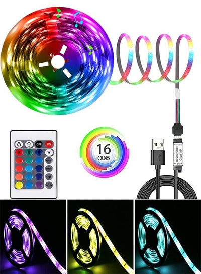 اشتري RGB LED Strip Lights for bedroom - Multicolor with Remote, USB Powered, Waterproof, Perfect LED lights for Bedroom, TV, Desktop PC, Fish Tank Decoration. Wall Strip Lights, 2m, 5m, 10m في السعودية