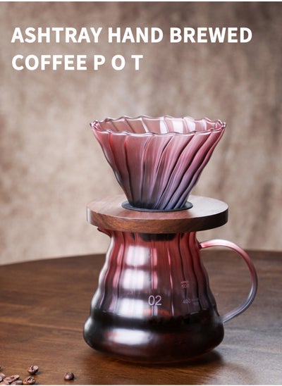 Buy V60 Coffee Maker Pour Over Coffee Set with Glass Coffee Dripper 2 in 1 Pour Over Tea Set for Home or Office Pink 600ml in Saudi Arabia