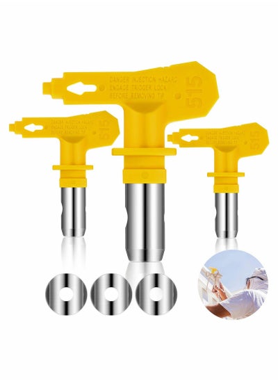 اشتري Reversible Airless Sprayer Tip 3 Pieces Paint Spray Guns and Spraying Machine Parts Nozzle Tips for Homes Buildings Decks Fences Garden Tool 515 في الامارات