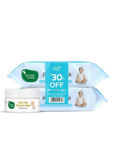 Buy 99% Pure Water (Unscented) Baby Wipessuper Thick I 72 Pcs;Pack Pack Of 2 + After Bite Turmeric Balm For Rashes And Mosquito Bites in Saudi Arabia