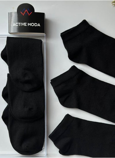 Buy 6 pairs men and women breathable black ankle socks cotton anti-sweat Size (36-40) in Saudi Arabia