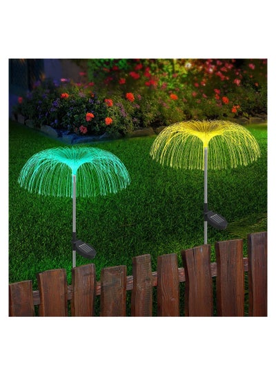 Buy Solar Garden Lights Diwali Diya String Lights 2 Pack, Waterproof Solar Jellyfish Lights 8 Lighting Modes Firework RGB Colors Changing in UAE