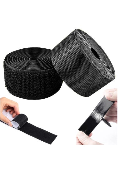 Buy Self Adhesive Hook and Loop Strips Tape Roll Black Heavy Double Sided Sticky Duty Industrial Strength Fastener Interlocking for Household Kitchen School Office Set of 2 in Saudi Arabia