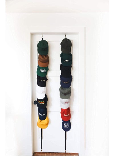 Buy 2 Piece Hat Rack, Holds up to 16 Baseball/Ball Caps , Display Rack with Clips, Best Over the Door Closet Organiser for Hat Collections, Perfect Organiser and Storage Cabinet in UAE