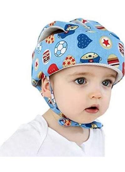 اشتري Baby Helmet, Baby Head Protector, Toddler Protective Cap, Cotton, Adjustable, Safety Helmet, Suitable For Learning To Crawl And Walk (Football Blue) في الامارات