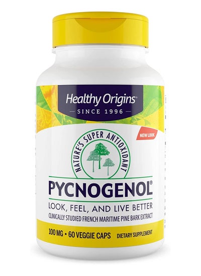 Buy Pycnogenol Look, Feel, and Live Better, Clinically Studied French Maritime Pine Bark Extract 100 mg Dietary Supplement - 60 Veggie Caps in UAE