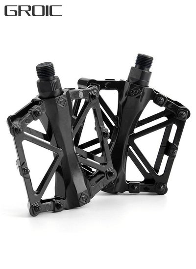 Buy Mountain Road Bicycle Flat Bike Pedals 9/16 for MTB with 16 Anti-Skid Pins -Universal Lightweight Aluminum Alloy Platform Pedal in UAE