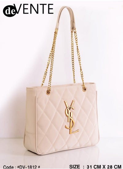 Buy LYS Beige Colour Suede Shoulder bag With Golden chain in Egypt