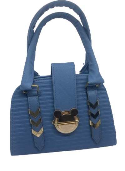 Buy Luxury women's bag, baby blue color, with leather handle in Egypt