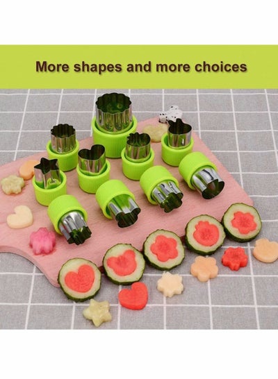 Buy Vegetable Cutter Shapes Set Fruit Mini Pie and Cookie Stamps Mold Decorative Food for Kids Baking Supplement Tools Accessories Crafts Kitchen Green 9 Pcs in UAE