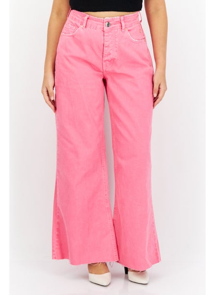 Buy Women Petite Plain Non-Stretchable Jeans, Pink in UAE