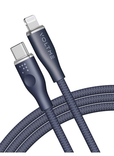 اشتري 60W USB C to USB Lightning Cable, Powerlink Rugg Double Nylon Braided Fast Charging Cord (1.2m), for iPhone 14/13/ 12 Pro Max / 12/11 Pro/X/XS/XR / 8 Plus Power Delivery 3A Zinc-Alloy Connector- Blue في الامارات